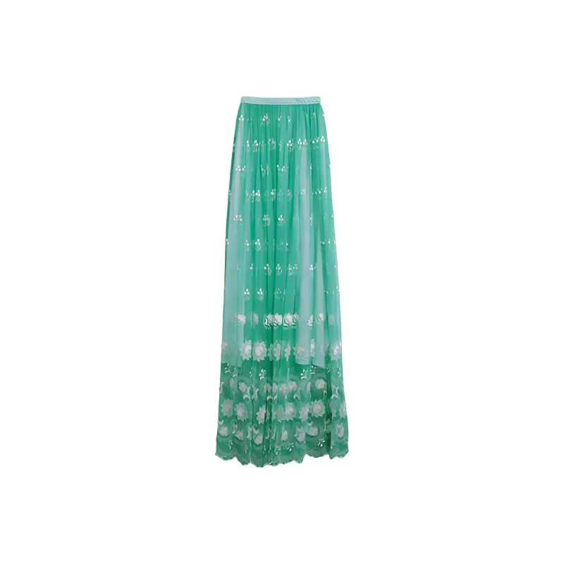 Burberry FW23 Casual Long Skirts Women's Green-0