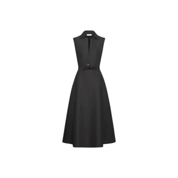 DIOR Belted Mid Length Dress Sleeveless Dress Women's Black