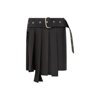 OFF-WHITE Asymmetric Hem Pleated Mini Skirt