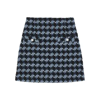 Sandro Houndstooth Tweed Mini Skirt
