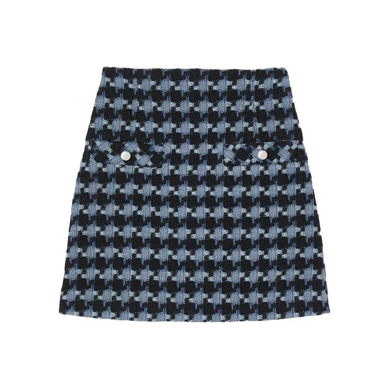 Sandro Houndstooth Tweed Mini Skirt-0