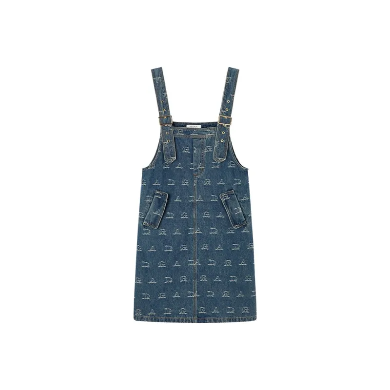 DEGAIA SS25 Slip Dress Women's Dark Blue Letter-0