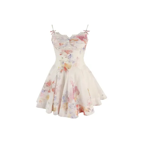 ACAINES Slip Dresses Women's Apricot Blossom Flourish