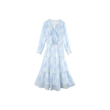 A Paradise For Awakening Long Sleeved Dress Women's Blue