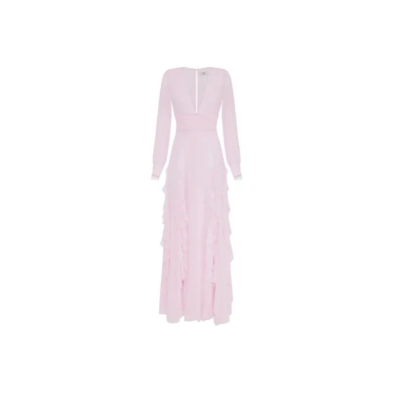 Elisabetta Franchi Ruffled Georgette Maxi Dress-0