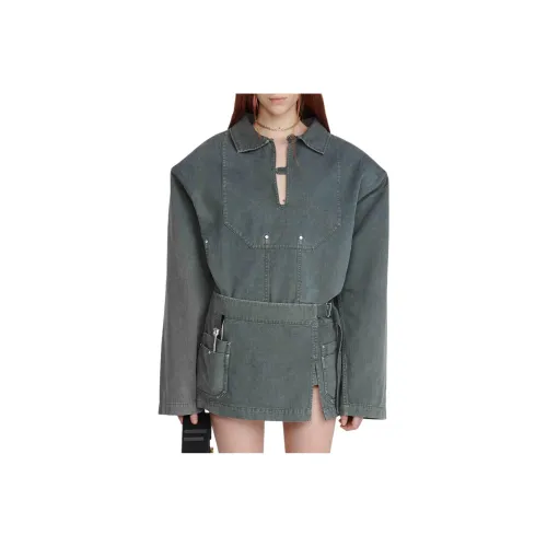 DION LEE SS24 APRON WRAP SKIRT Casual Short Skirts Women's Washed Mercury/Water Silver