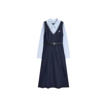 Love To Serve Long Sleeved Dress Women's Denim Dark Blue