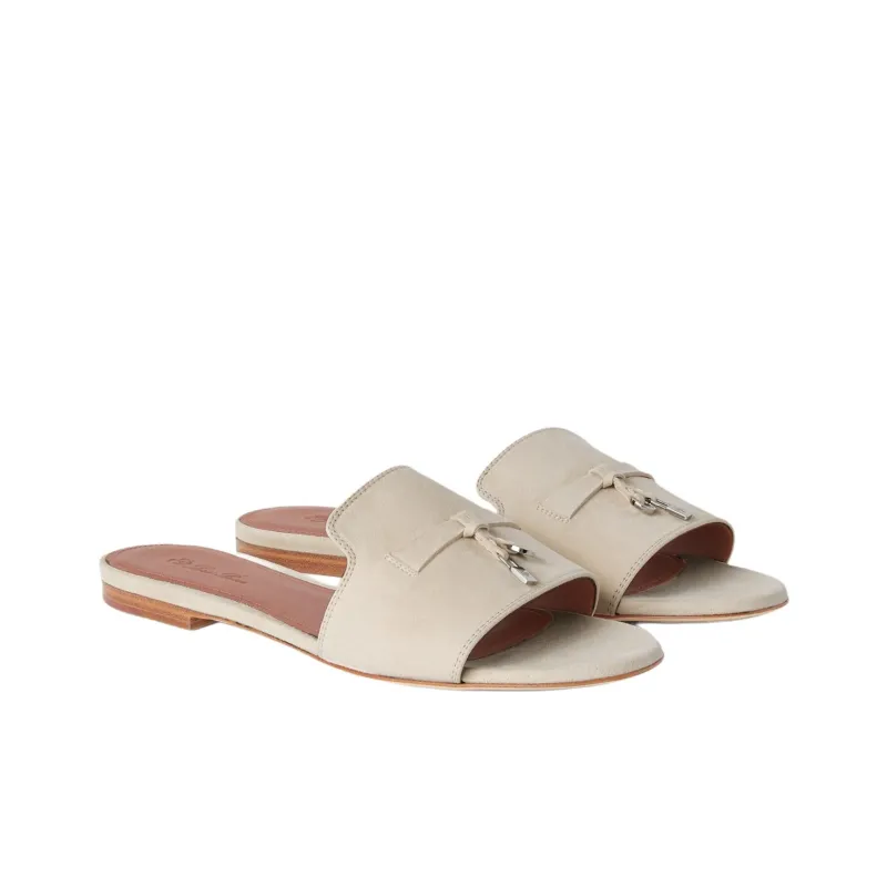 Loro Piana Slip Resistant Slide Slippers Women's White-2