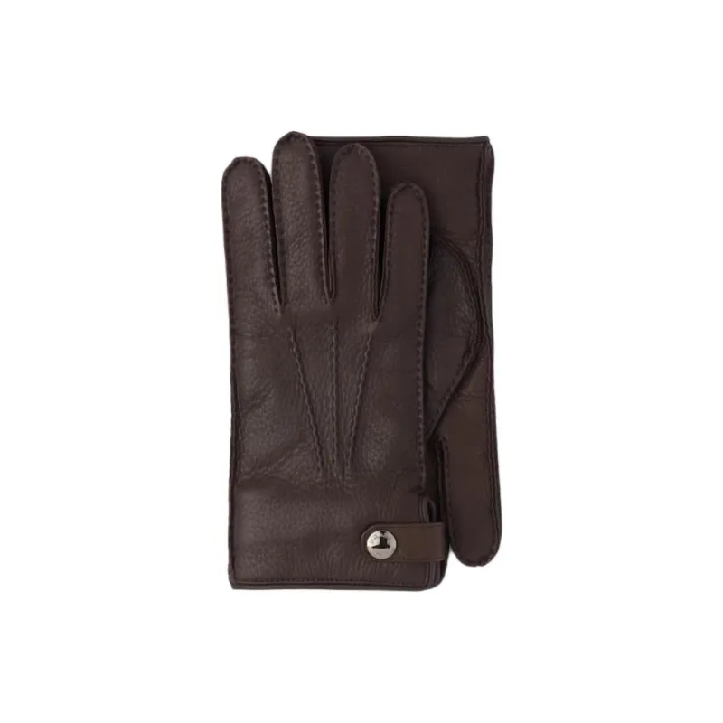 PRADA Wool, Cashmere, Leather, Zinc Alloy, Brass Gloves Men's Brown-0