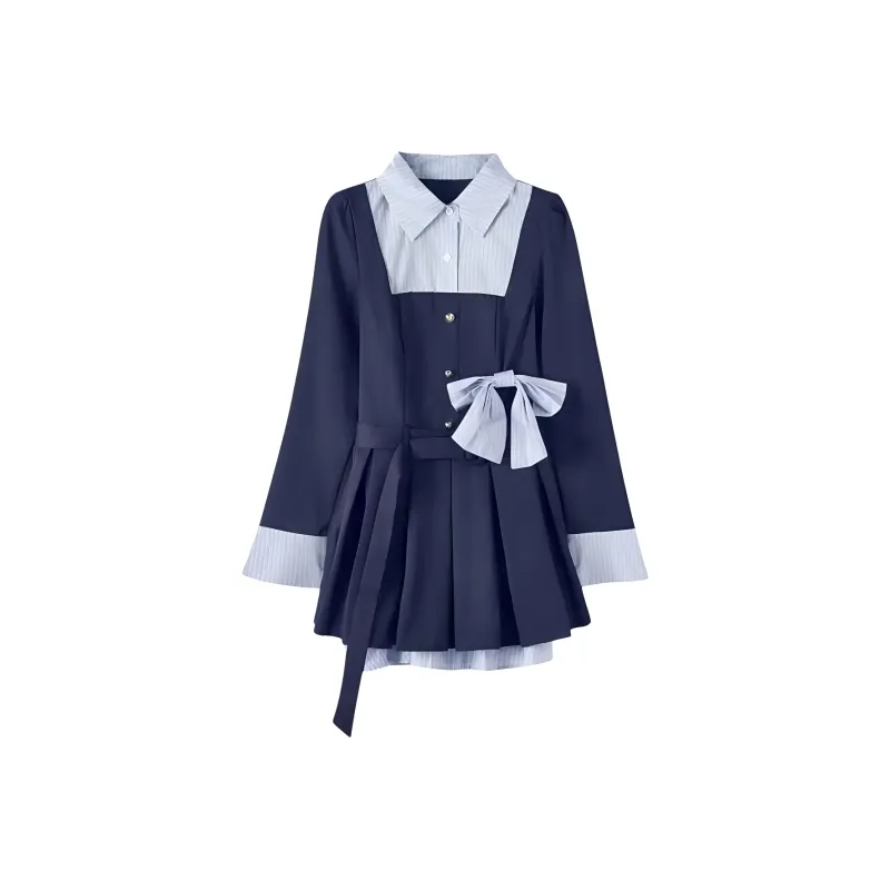CZMO Long Sleeved Dress Women's Navy Blue-0