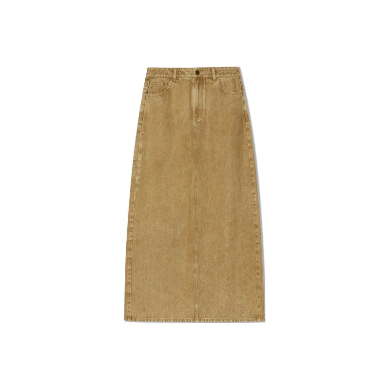 COVERINS Casual Long Skirt Women's Khaki-0
