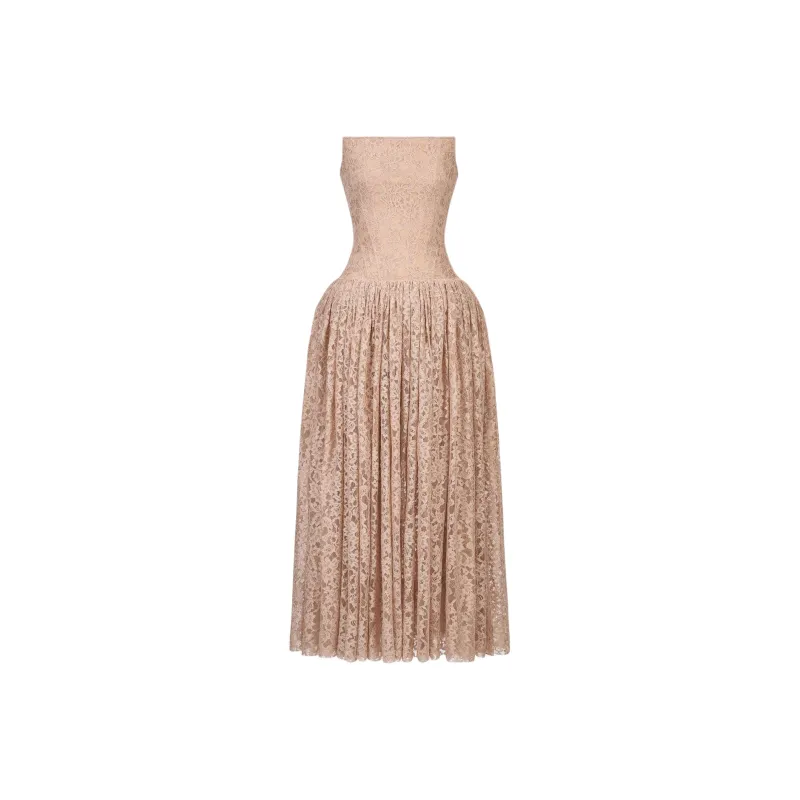 MONTSAND SS25 Pink Lace Corset Midi Dress Sleeveless Dress Women's Pink-0