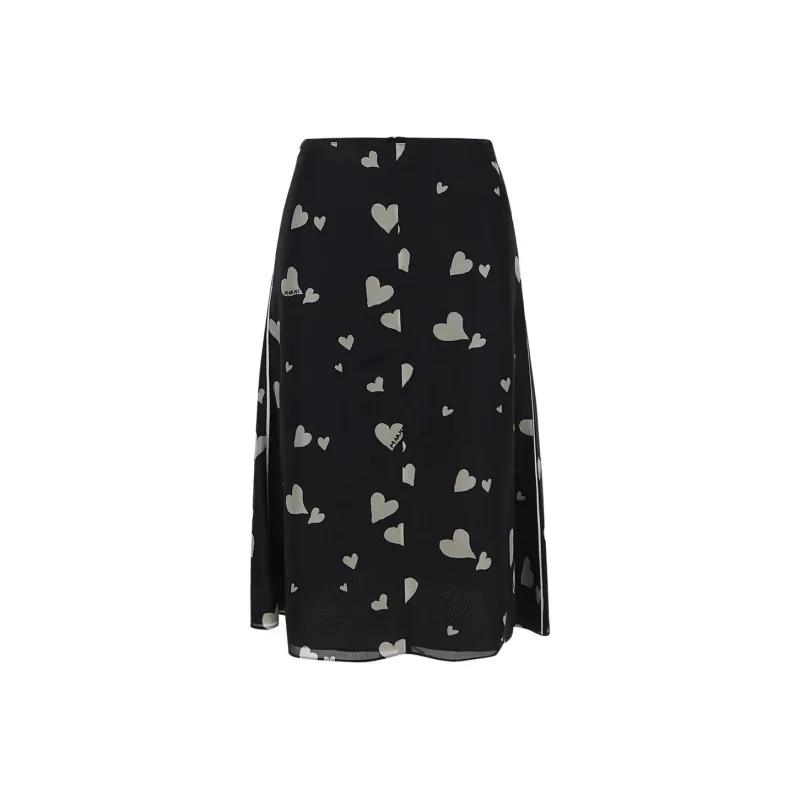 MARNI Heart Printed Pleated Skirt-0