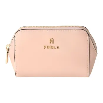 Furla Brava Camelia Leather Clutch Makeup Bag Small Size Women's Pink