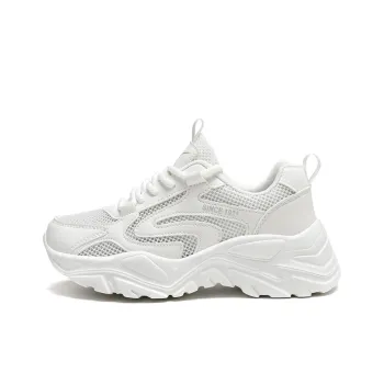 Binary Height Increasing, Lightweight, Breathable, Slip Resistant Low Top Chunky Sneakers Women's White