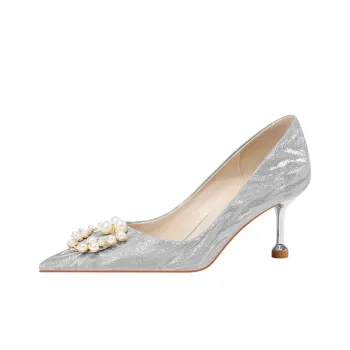 Lan Miao Slim Heel High Heels 6.5CM Women's Silver