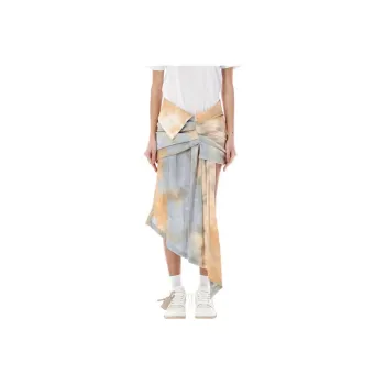OFF WHITE Tie Dye Asymmetric Draped Skirt