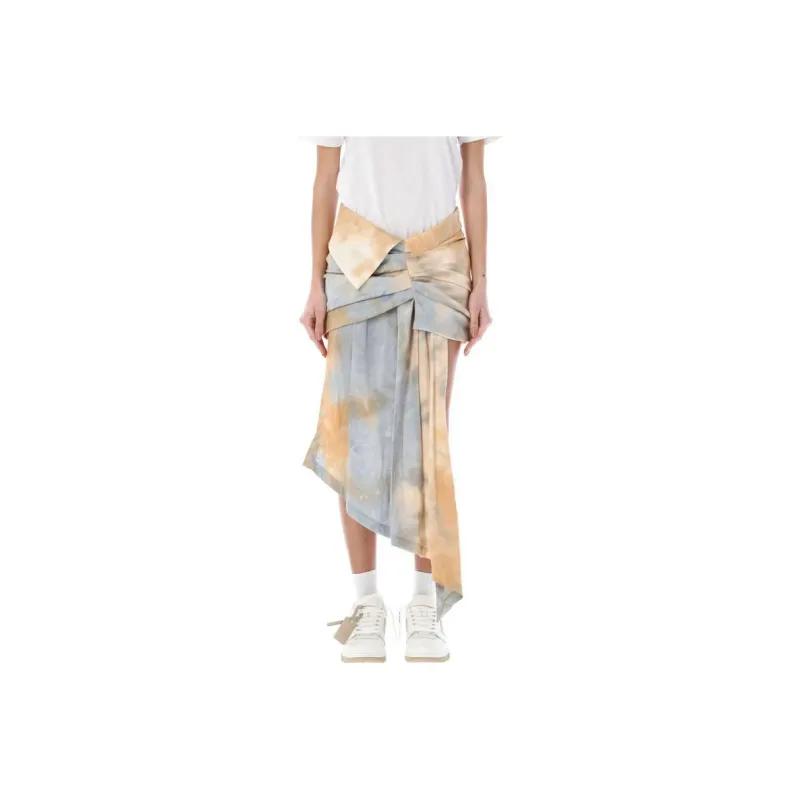 OFF WHITE Tie Dye Asymmetric Draped Skirt-0