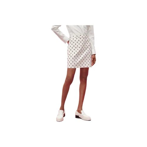 HERMES SS23 Casual Short Skirts Women's Gray White