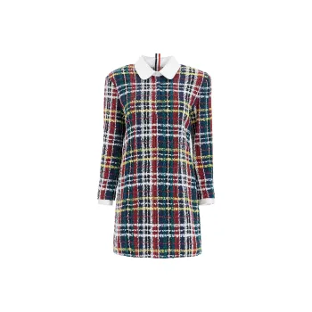 THOM BROWNE Tartan Tweed Mini Sheath Dress
