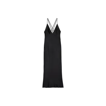 Victoria's Secret Twinkle Strap Satin Long Slip Dress/BLACK Slip Dresses Women's Black
