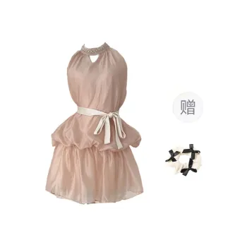 CPAURA Sleeveless Dress Women's Pink+Bowknot Hair Tie Comes With