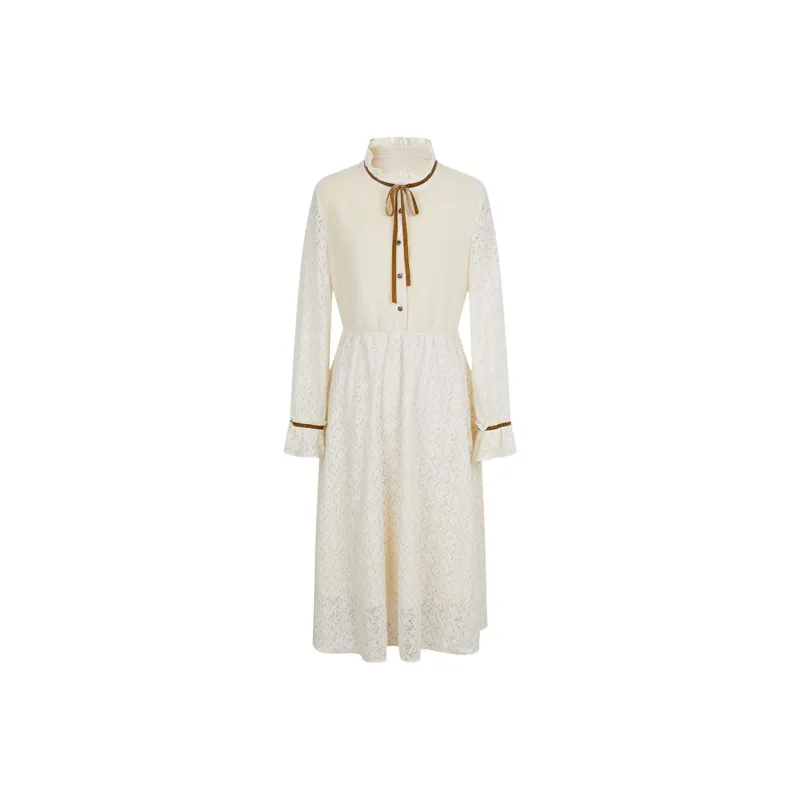 NAWAIN Long Sleeved Dresses Women's Beige-0