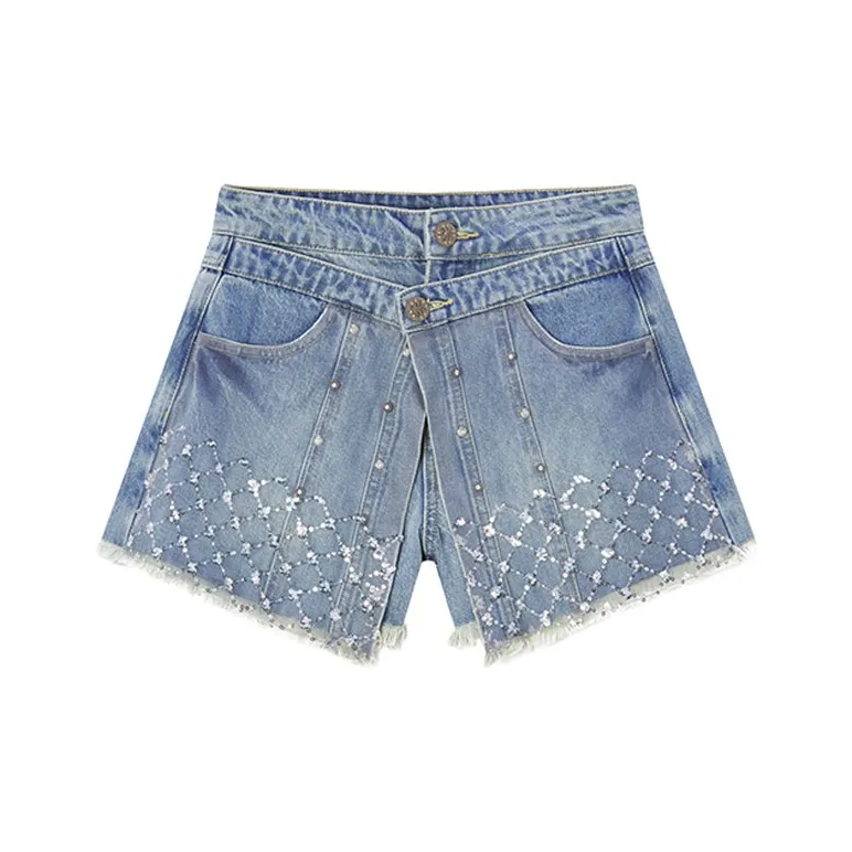 LULUALWAYS Denim Shorts Women's Light Blue-0