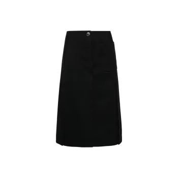 Lanvin Pleated Tailored Midi Skirt
