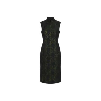 Shanghai Tang Floral lattice Silk Qipao Dress