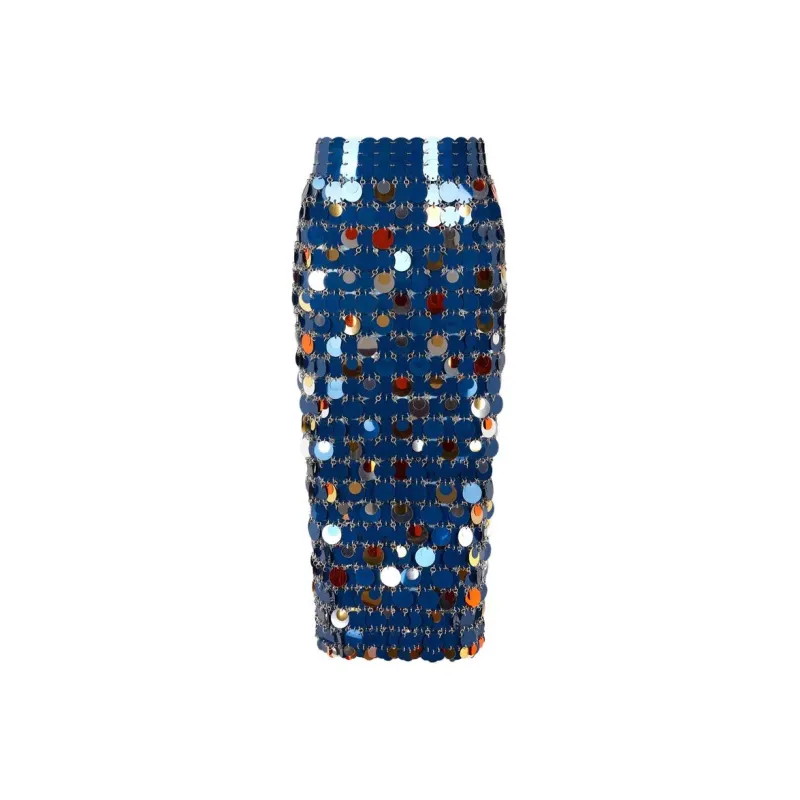 Paco Rabanne Paillette chainmail Pencil Midi Skirt-0