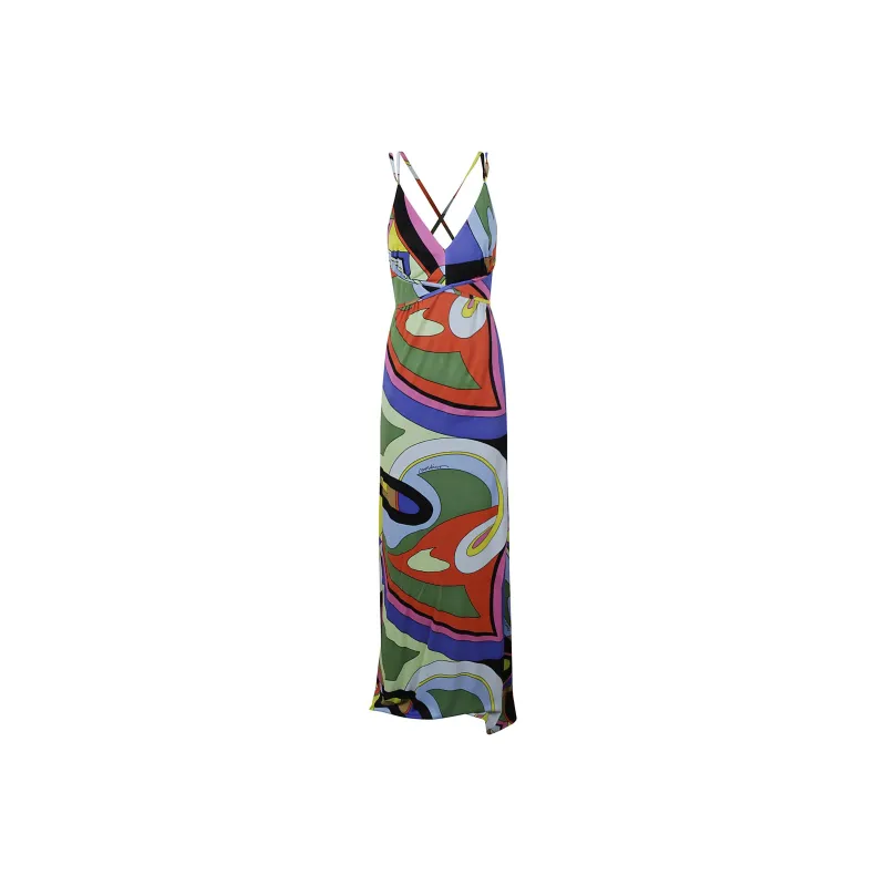 MOSCHINO Abstract Printed V Neck Sleeveless Dress-0