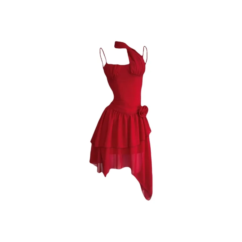 YGPRW Slip Dresses Women's Red-0