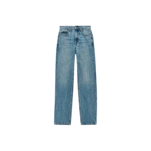 Alexander Wang Mid Rise Relaxed Straight Pointelle Undie Vintage Light Indigo