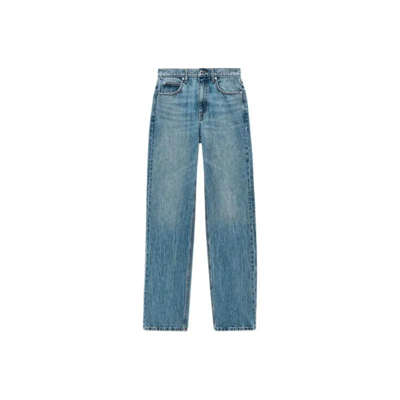 Alexander Wang Mid Rise Relaxed Straight Pointelle Undie Vintage Light Indigo-0