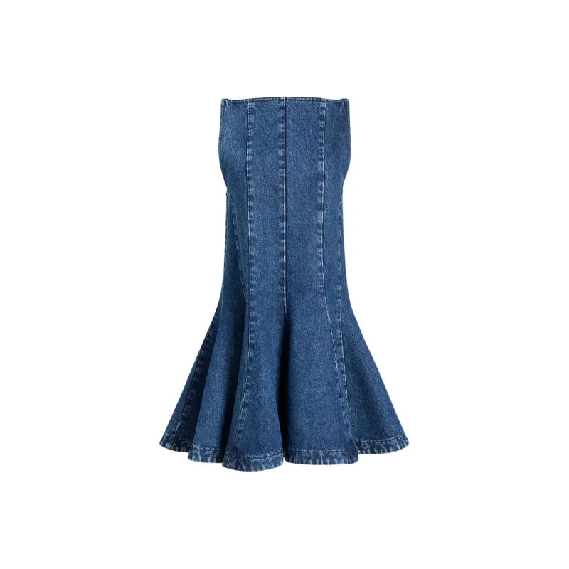 KHAITE Sleeveless Dress Women's Blue-0