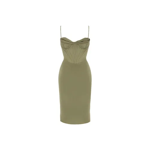 HOUSE OF CB Myrna Slip Dress Women's OLIVE/Olive