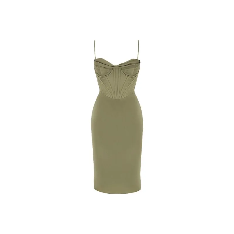 HOUSE OF CB Myrna Slip Dress Women's OLIVE/Olive-0