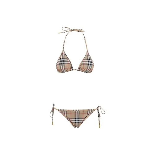 Burberry Women
s Vintage Check Triangle Bikini Archive Beige