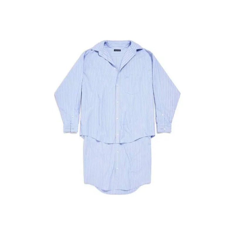 Balenciaga Bb Striped Layered Shirt Dress-0