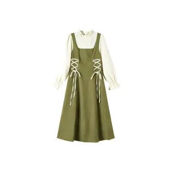 AFGGD Long Sleeved Dresses Women's Green