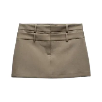 ZARA Casual Short Skirts Women's Dark Khaki