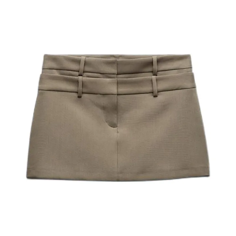 ZARA Casual Short Skirts Women's Dark Khaki-0