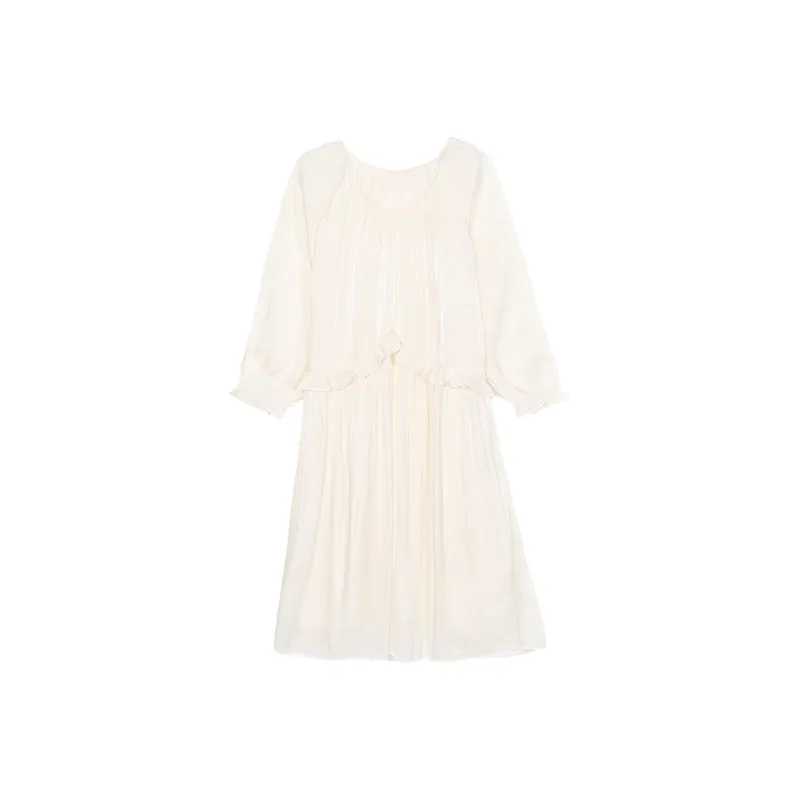 ERIRI Long Sleeved Dress Women's Apricot-0
