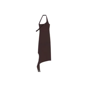 COURREGES Undressed Rib Knit Long Dress 'Chocolate'