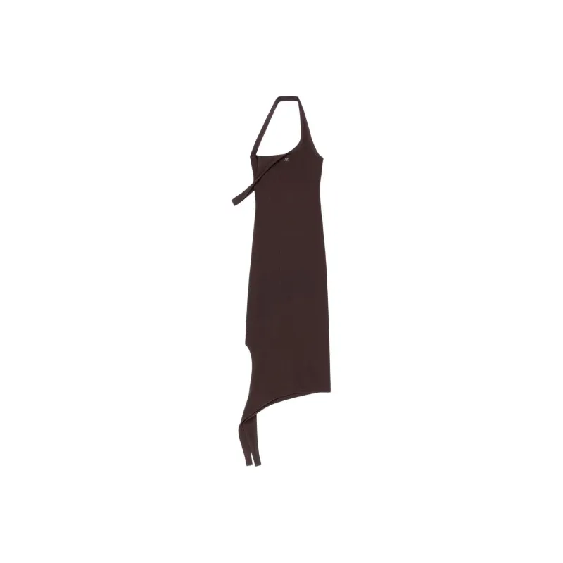 Courrèges Undressed Rib Knit Long Dress 'Chocolate'-0