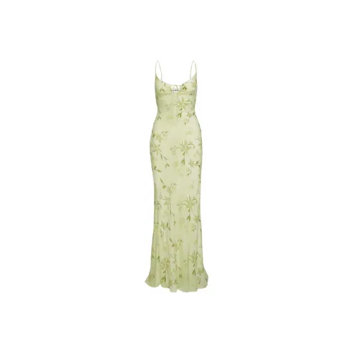 PRINCESS POLLY Lauraline Maxi Dress Slip Dresses Women's Green Floral/Green Flowers
