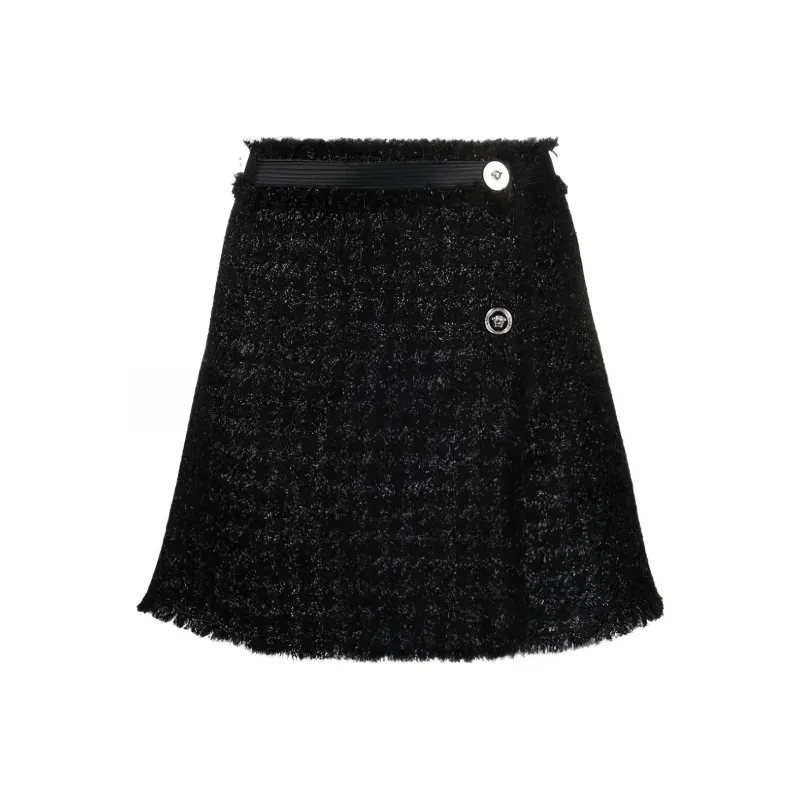 VERSACE Tweed Wrap Miniskirt-0
