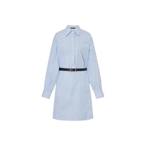 MOCO Long Sleeved Dresses Women's Blue White Stripes Color