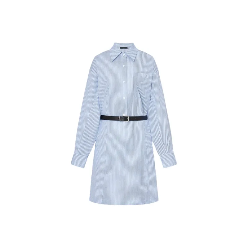 MOCO Long Sleeved Dresses Women's Blue White Stripes Color-0
